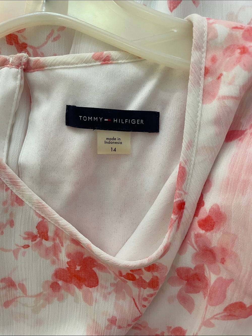 Tommy Hilfiger White Midi Dress with Coral Floral Overlay - Picture 8 of 13